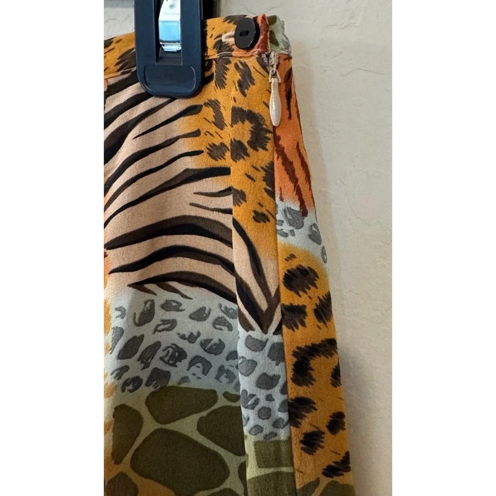 Silkland Skirt Women 10P‎ Petite Multi Animal Print Silk A-Line Patchwork